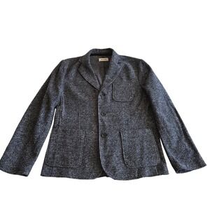 Borgo28 Soft Knit Wool Blend Textured 3 Button Charcoal Gray Blazer Jacket M